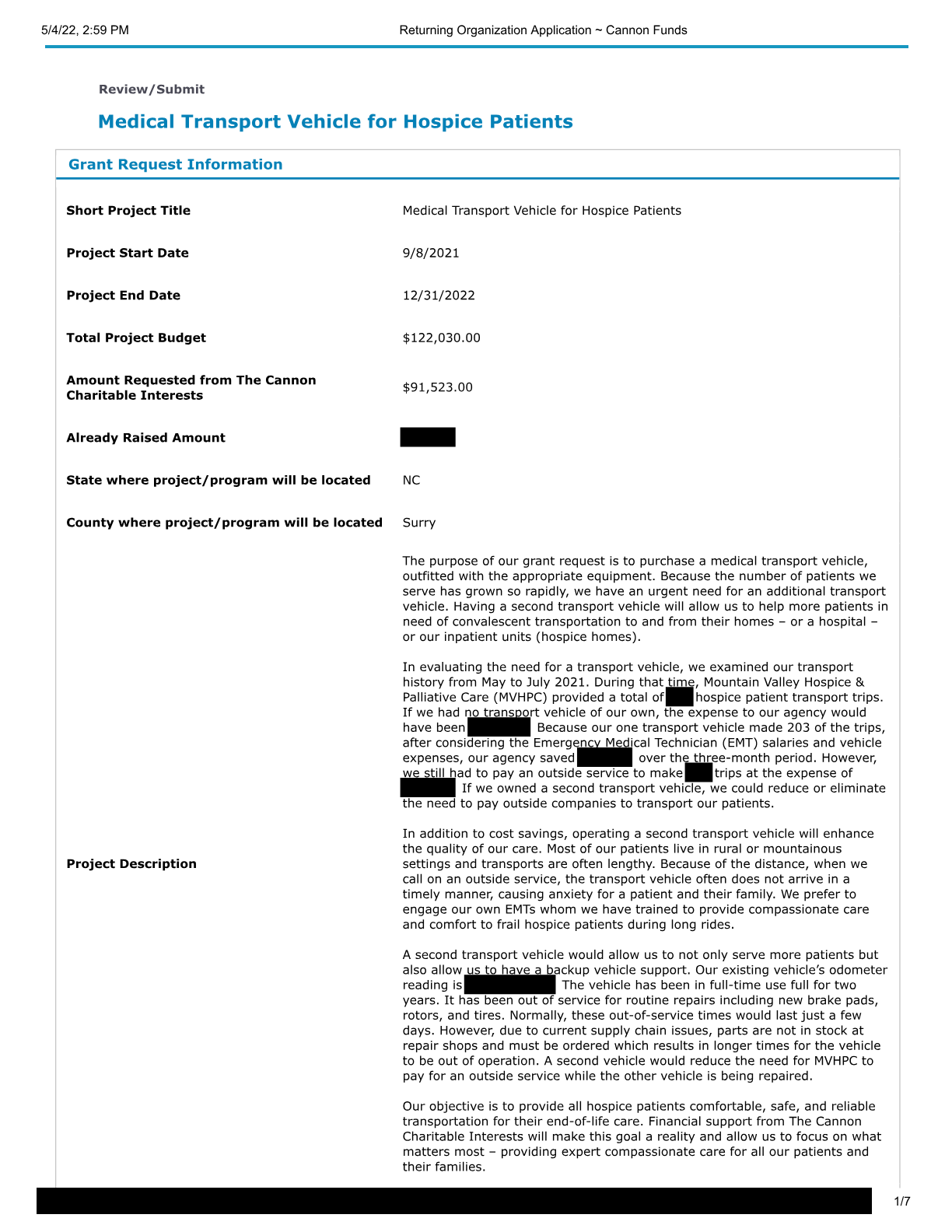 A Second Vehicle for Hospice Patients — first page preview